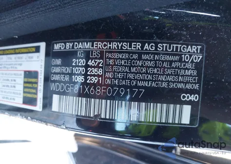 2008 Mercedes-Benz C 300 Luxury 4Matic/Sport 4Matic from USA, damaged, VIN WDDGF81X68F079177